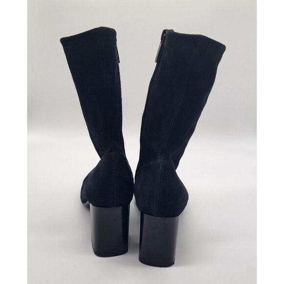 Aquatalia Women's SZ 7 Darianna Black Suede Chunky Heeled Boots Booties #410259 - Picture 4 of 12